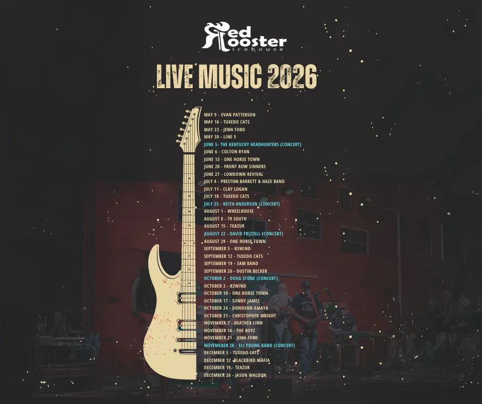 2026 live music events at Red Rooster Ice House Hawkins, TX